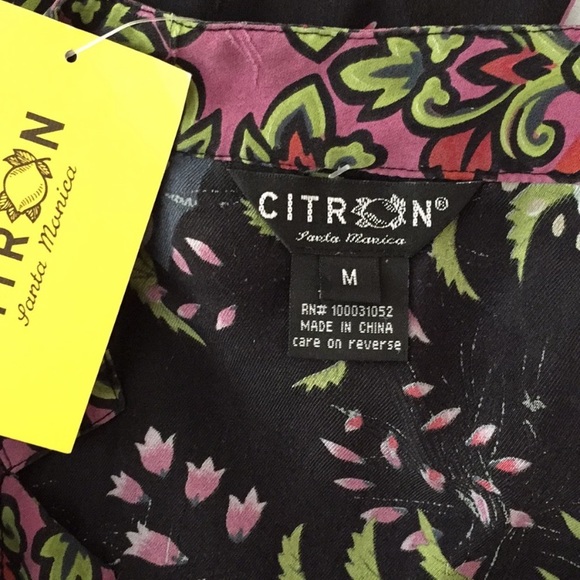 New Citron Silk Button Down Tunic/ Kimono M - Picture 5 of 5